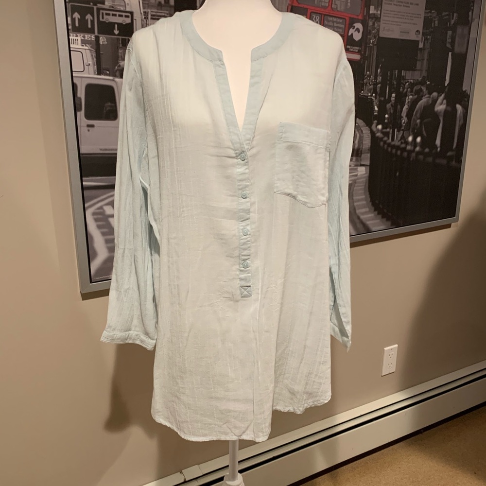 Pale blue long sleeve sheer shirt